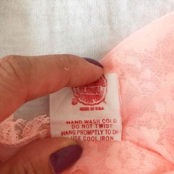 Vintage bright pink nylon lace  robe size S - Picture 10 of 10